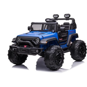 24V 2-Seater Kids Ride-On Truck with Remote Control, 9AH Battery, 2x120W Motors, 20" Seat, LED Headlights, Storage, Bottle Holder, FM & USB - 1 of 4