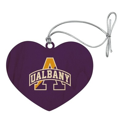 University at Albany Primary Logo Heart Love Wood Christmas Tree Holiday Ornament