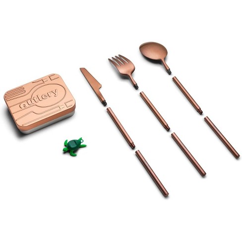 Reusable Wooden Utensil Set With Stainless Steel Flatware