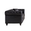 85.5"Living Room with Tech Fabric Chesterfield Sofa with Rolled Arms 3 Seater Sofa with Button Design and 2 Cushions - 3 of 4