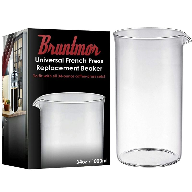 Bruntmor French Press Replacement Glass Beaker Carafe for coffee lovers, 8-Cup Glass, 34 Oz, 1 of 6