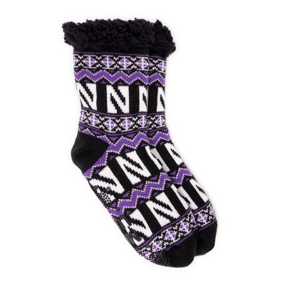 Migny Hills Mens All-season Sports Socks Floral Ethnic Style Geometric Purple Athletic Socks For Men