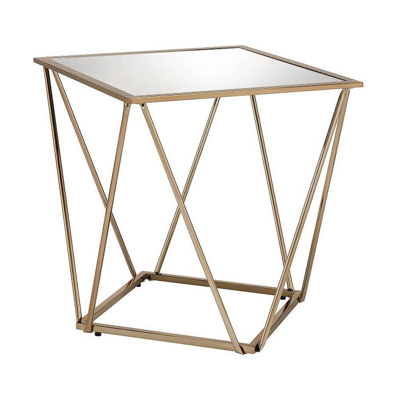 22&#34; Fogya Mirrored Champagne Folding Table Gold Finish - Acme Furniture, 6 of 7