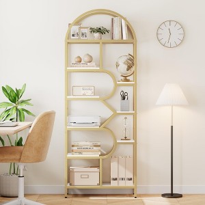 6-Tier Arched Bookcase - 81.7" Tall Geometric Bookshelf for Home & Office - Modern Storage Shelf for Books - 1 of 4