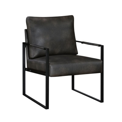 NicBex Faux Leather Accent Chair,Upholstered Living Room Chairs with Mid-Height Backrest and Metal Frame,Accent Chairs for Living Room