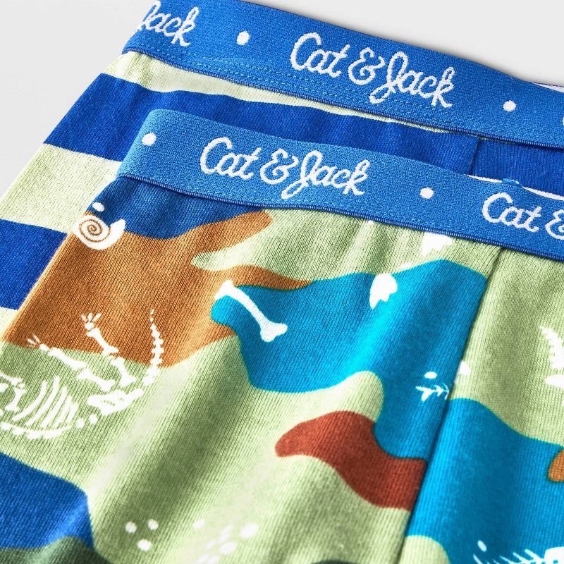 Toddler Boys' 4pc Dinos & Striped Pajama Set - Cat & Jack™ Blue, 4 of 5