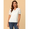 Allegra K Women's Elegant Ruffle V Neck Short Sleeve Swiss Dots Chiffon Blouse - 3 of 4