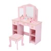 Wooden Makeup Vanity Set with 3 Drawers and Mirror, Suitable for Ages 3-9 - 2 of 4