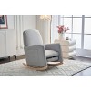 Nursery Rocking Chair with Adjustable Footrest,Cotton Linen Modern Glider with Side Pocket for Living Room or Bedroom-Baofuwish - 2 of 4