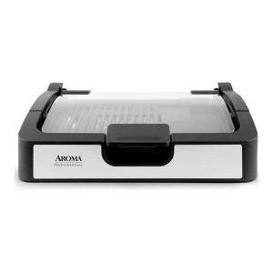 Aroma Housewares AHG-2620 Smokeless Indoor Use Electric, Compact and Portable Grill Grate, 17x13 inch, Black - 1 of 4