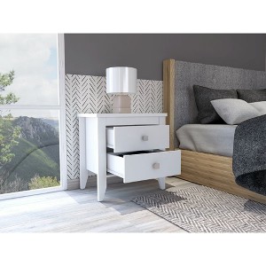 Nightstand More, Two Shelves, Four Legs, White Finish - 1 of 4