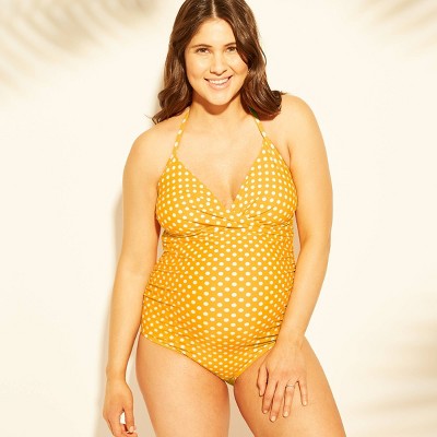 yellow polka dot one piece swimsuit