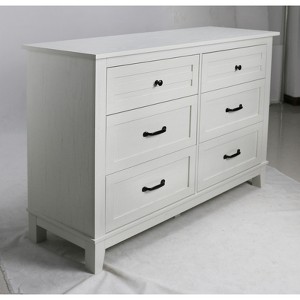 Dresser for Bedroom, Wood 6 Drawers Modern Chest, TV Stand Dresser Cabinet, Wood Closet, 6-Drawer Dressers for Bedroom Living Room, White - 1 of 1