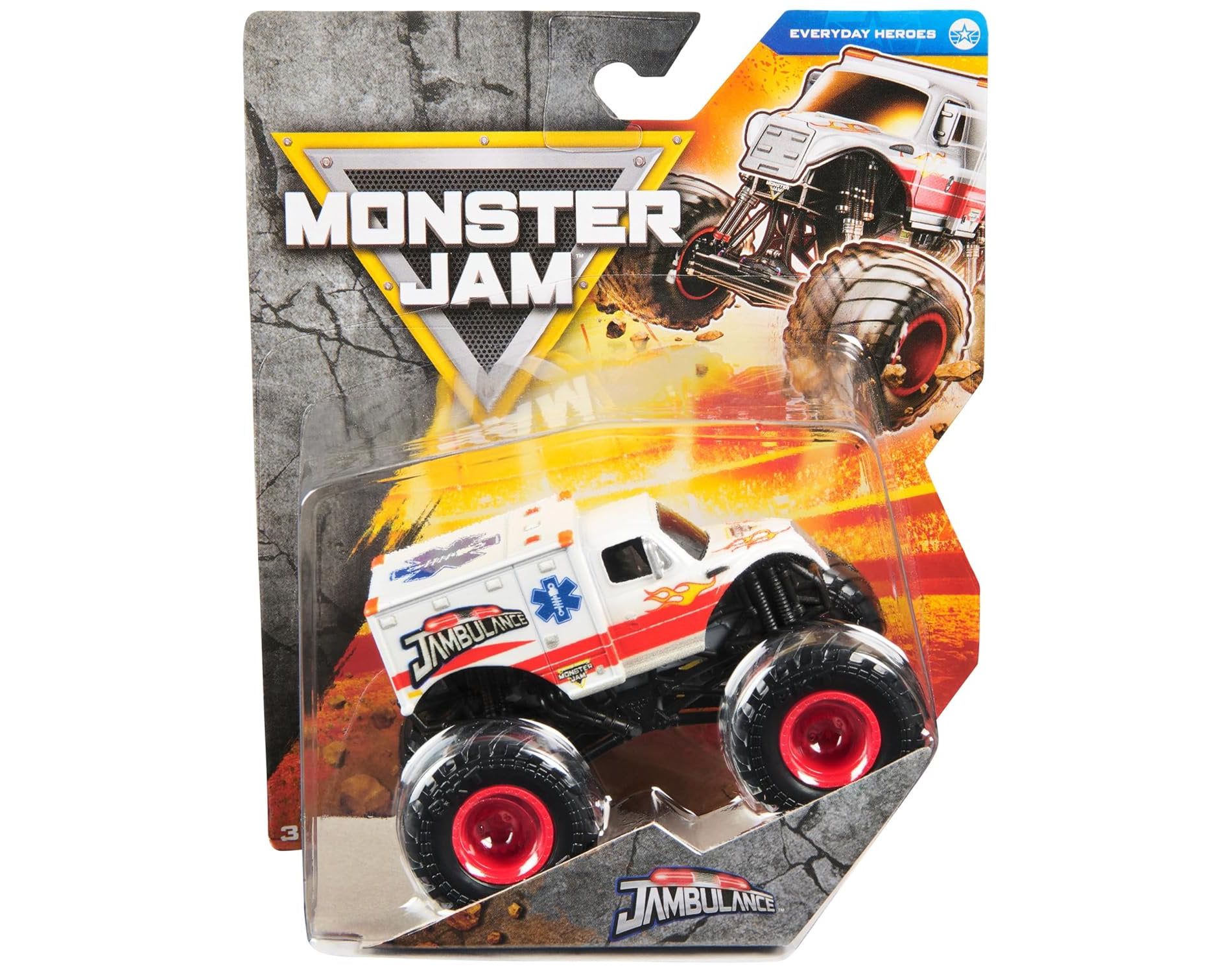 Monster Jam Series 43 Everyday Heroes Jambulance 1:64 Scale 2025 Die-Cast Truck Toy with BKT Tires, Authentic Graphics, Collector QR Code, Kids 3+