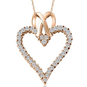 Pompeii3 1 1/10ct Diamond Heart Pendant Necklace in 14K White, Yellow or Rose Gold 1 1/4" - 1 of 3