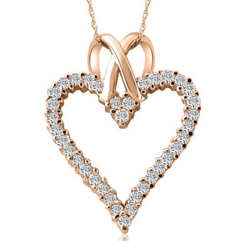 Pompeii3 1 1/10ct Diamond Heart Shaped Pendant Necklace Solid 14k Rose ...