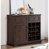 Farmhouse Liquor & Wine Bar Cabinet with 2 Drawers, Removable Wine Racks, Storage Shelves, Kitchen, Dining Room & Coffee Bar Sideboard - 2 of 4