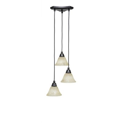 Toltec Lighting Europa 3 - Light Pendant in  Matte Black with 7" Italian Marble Shade