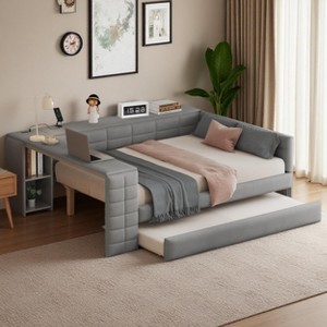 Merax Space-Saving Multifunctional Platform Bed with Padded Frame - 1 of 4