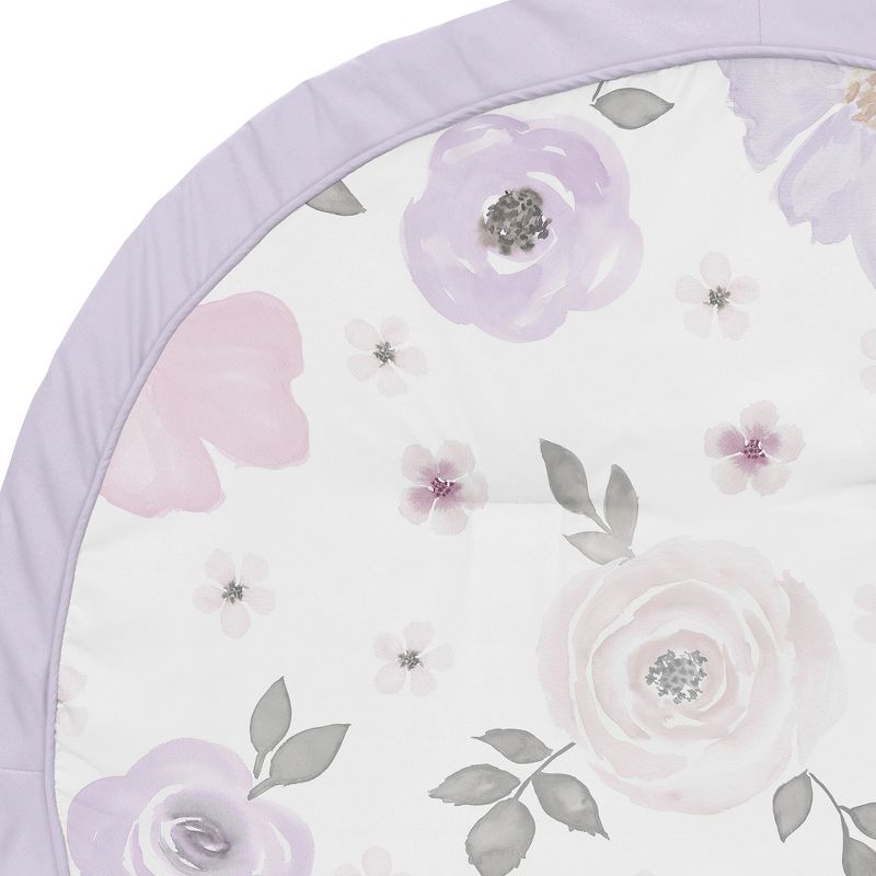 Sweet Jojo Designs Girl Baby Tummy Time Playmat Watercolor Floral Purple Pink and Grey, 4 of 6