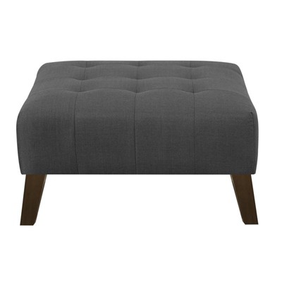 Ottoman with Angular Legs Deep Tufting And Stitching Details in Gray - Wallace & Bay