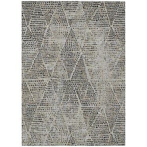Gray Beige And Black Geometric Washable Indoor Outdoor Area Rug - 1 of 4