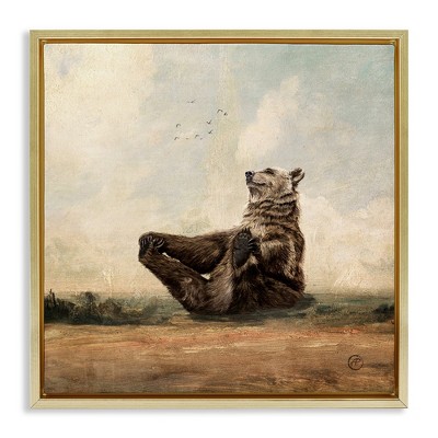 Stupell Industries Bear Holding Paws Watching Sunset, 18" x 18"