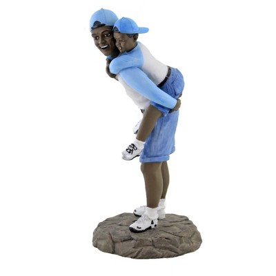 9.5 Inch Blue and White Resin Father and Son Figurine