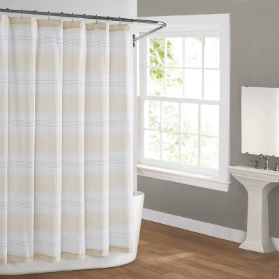 Farmhouse Striped Shower Curtain Beige - Cottage Classics