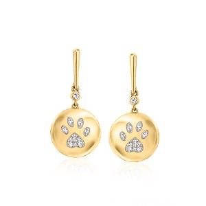 Ross-Simons 0.10 ct. t.w. Diamond Paw Print Drop Earrings in 18kt Gold Over Sterling - 1 of 3