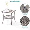 Sonkuki Patio Square PE Rattan with Tempered Glass Side Table Brown - 4 of 4