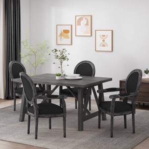 Set of 4 Judith French Country Wood Upholstered Dining Chairs - Christopher Knight Home - 1 of 4