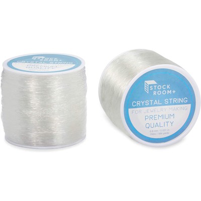 2 Pack 0.8mm Elastic String for Jewelry Bracelet Making and Beading, Clear Stretchy Cord, 328 yd