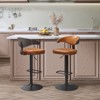 HOMLUX Brown Poplar Swivel Bar Stool with Footrest and Open Backrest，PU Leather and Steel Round Base for Kitchen Counter - 2 of 4
