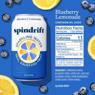 Spindrift Blueberry Lemonade Sparkling Water - 8pk/12 fl oz Cans