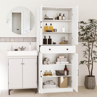 Costway 72" Tall Kitchen Pantry Modern Farmhouse Cupboard Cabinet with 4 Barn Doors White — фото 2