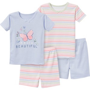 Gerber Toddler Girl Short Sleeve Pajamas Set, 4 Piece Set - 1 of 4