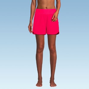 Lands' End Women's 5" Quick Dry Elastic Waist Board Shorts Swim Cover-up Shorts with Panty - 1 of 4