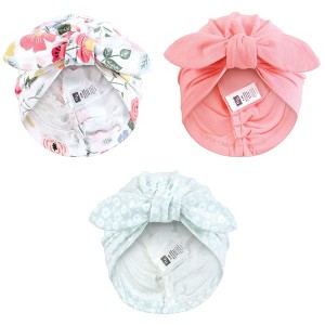 Hudson Baby Infant Girls Turban Cotton Headwraps, Modern Botanical, 0-24 Months - 1 of 4