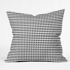 Deny Designs 16"x16" Allyson Johnson Tiny Little Hearts Throw Pillow Black/White: Decorative Polyester Cushion, Indoor Use, Zippered - 1 of 4