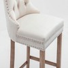 Resenkos Counter Bar Stools, Counter Stool,Upholstered Barstools with Button Tufted Decoration and Wooden Legs, Set of 2 (Beige) - 3 of 4