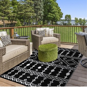 Large Boho Outdoor Plastic Straw Rug Outdoor Carpet Patio Rug Reversible RV Camping Rug Outside Mat for Balcony Deck Picnic Beach - 1 of 4