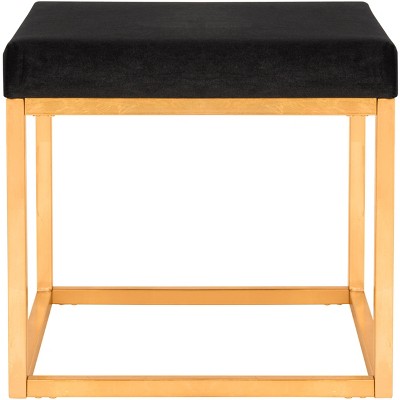 Rowan Contemporary Glam Square Ottoman - Black/Gold - Safavieh