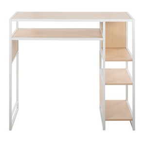 Display Farmhouse Bar Height Table with Storage Space in White Metal and Natural Wood by LumiSource - 1 of 4