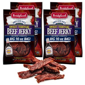 Bridgford Sweet Baby Ray’s Beef Jerky Sweet Teriyaki 10 oz - High Protein Beef Jerky Teriyaki for On the Go Snacking and Busy Lifestyles - 1 of 4