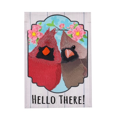 Friendly Cardinals Garden Linen Flag