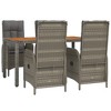 vidaXL 5-Piece Outdoor Dining Set - Weather-Resistant Gray Poly Rattan with Reclining Chairs, Acacia Wood Tabletop, and Cushions - 3 of 4