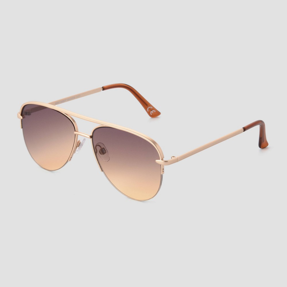 Photos - Sunglasses Women's Aviator  - Universal Thread™ Gold