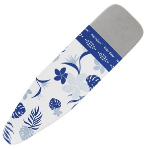 Bartnelli Cotton 54"x15" Ironing Board Cover, Scorch-Resistant, Park & Turbo Zone, Floral Blue - 1 of 4
