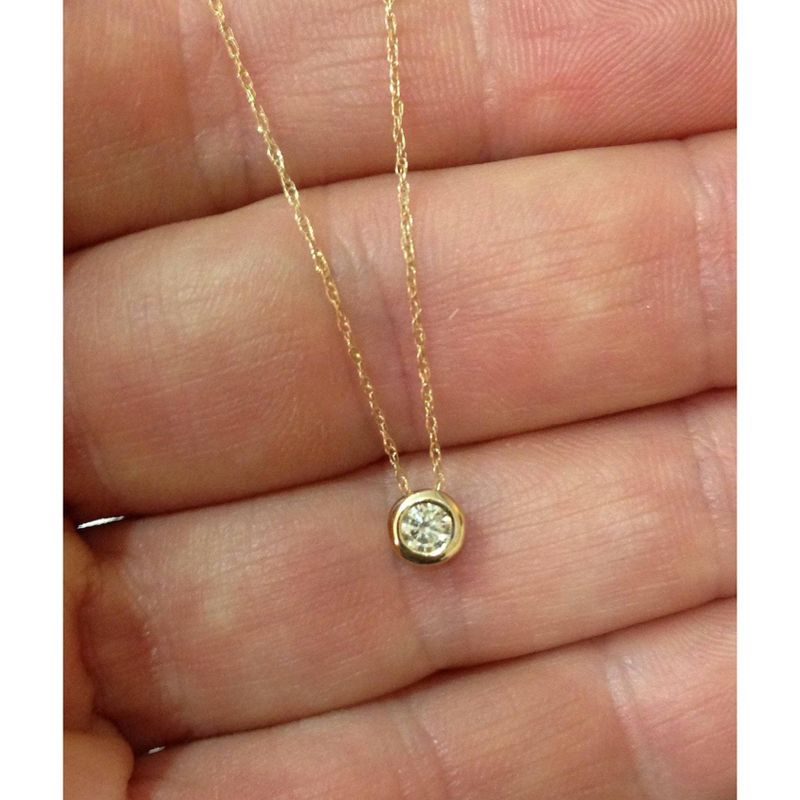 Pompeii3 1/3 Ct Diamond Round Brilliant Cut Solitaire Pendant Necklace 14K Yellow Gold, 2 of 5